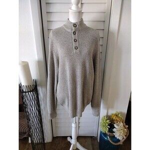 G.H. Bass & Co. Mens Size L‎ Grey Canyon 4 Button Mockneck Sweater Sherpa Collar